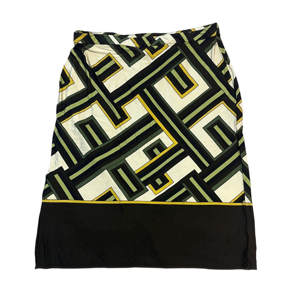 Geometric Brown and Green Loft Skirt